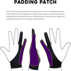AKX Artist Glove, Palm Rejection Drawing Glove for Graphic Tablet, iPad - Smudge Guard, 2-Finger, Good for Left and Right Hand (Black, Xsmall, 2 Pack)