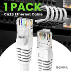 GEARit Cat 6 Ethernet Cable (1-Pack 5 Feet) Cat6 Network Patch, 10Gbps, RJ45, Snagless Cord, Gold-Plated Connectors, Internet for PC, TV, Tablet, Router, Printer, Servers, IT Data Center - White