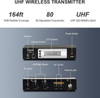 Pro UHF Wireless in Ear Monitor System, Metal IEM Dual Channel Wireless Transmitter and Bodypack Receiver, 80 Adjustable Frequencies,164ft Range, Ideal for Studio, Guitar, Band Performance