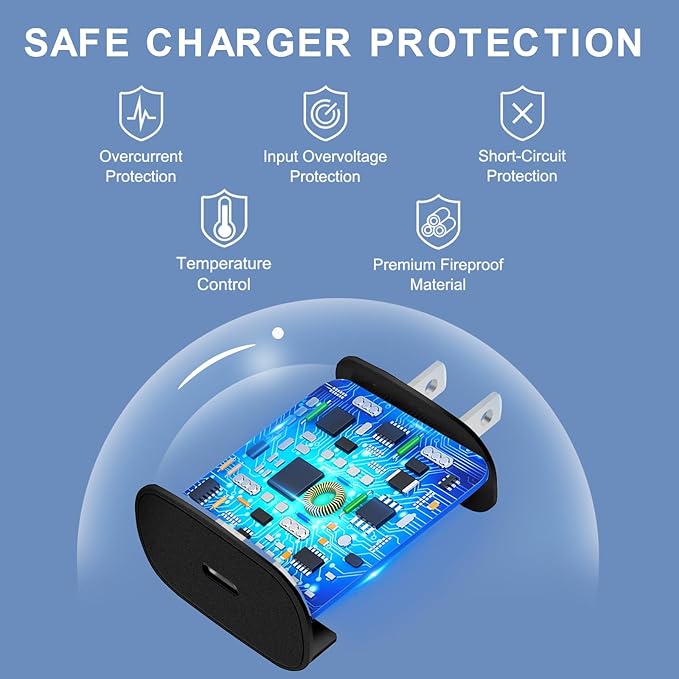 30W USB C Phone 15 Charger Fast Charging Block for iPhone 15/15 Pro Max/15 Pro/15 Plus/Samsung Galaxy S23 Ultra/S23/S23+/S22/S22 Ultra/S22+/S21 Ultra/S20 Ultra/Note 20 & 6.6Ft USB C Charger Cable