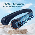CIVPOWER Neck Fan: Portable Personal Neck Cooling Rechargeable Bladeless Fan - Hands Free 3 Speed 4000 mAh Battery USB Operated Wearable Headphone Design - for Men Women Outdoor Indoor (Dark Blue)