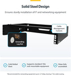 StarTech.com 2U Wall Mount Network Rack - 14 in Deep (Low Profile) - 19" Patch Panel Bracket for Shallow Server, IT Equipment, Network Switches - 77lbs/35kg Weight Capacity, Black (RACK-2U-14-BRACKET)