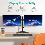 WALI Dual Monitor Stand for Desk, Monitor Stands for 2 Monitors up to 27 inch, Dual Monitors Mount Fits up to 22lbs, Free Standing Full Motion Dual Monitors Arm for Desk (MF002), Black