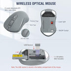 Wireless Keyboard and Mouse Combo, EDJO 2.4G Full-Sized Ergonomic Computer Keyboard with Wrist Rest and 3 Level DPI Adjustable Wireless Mouse for Windows, Mac OS Desktop/Laptop/PC(Grey)