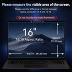 360° Laptop Privacy Screen 16 Inch for 16:10 Computer, 16" Monitor 4 Way Privacy Anti Glare Protector Blue Light Filter Shield Film Compatible with Lenovo/Hp/Dell/Acer/Asus/Thinkpad/Envy/Toshiba