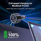 CHIPOFY 300W USB C Car Charger, 6 Ports (4 USB C + 2 USB A) - PD3.1 140W PPS 45W QC 60W Super Fast Charging Car Adapter for MacBook Laptop, iPhone 16 15 Pro Max, iPad, Galaxy S25/S24 Ultra etc