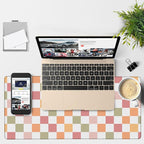 Gaming Desk Pad Large Extra Length Multicolored Chess Board Mouse Pad Keyboard Laptop Non-Slip Waterproof with Rubber Base Thick Stitched Edge Mouse Mat for Office Home 35.4 x 15.7 Inches