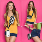 Clip and Go Strap for Phone with Wallet Crossbody, Adjustable Phone Lanyard with Detachable RFID Wristlet Wallet, Phone Strap with Phone Tabs for All Phones, Black Checkered (L)