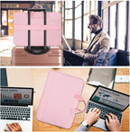 11.6-12.9 Inch Laptop Bag Sleeve Women Ladies TSA Travel Briefcase with Organizer for Lenovo Chromebook Flex 3 11, Macbook Air 13 A2337, Acer Chromebook Spin 311, Surface Pro 7/6/5/4 HP Dell Case,Pink