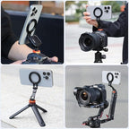 VRIG MG-28 Magnetic Phone Tripod Mount,1/4" Thread Cold Shoe 360° Rotation,for iPhone16 15 14 13 12 Pro All Series,Magnetic Ring Magsafe iPhone Tripod Mount Adapter