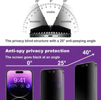 2 Pack Matte Privacy Screen Protector for iPhone 14 Pro Max/iPhone 15 Plus/iPhone 16 Plus, 9H Tempered Glass, Full Coverage, Anti-Fingerprint, Auto Dust-Elimination, No Bubble, Easy Installation