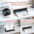 Inkless Portable Printer for Travel, Wireless Thermal Printer Supports 8.5 x 11 Inch US Letter Size, Bluetooth Machine Includes Carry Case and 3 Rolls of Thermal Paper Kit, Pink