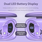 bmanl Wireless Earbuds Bluetooth Headphones 48hrs Play Back Sport Earphones with LED Display Over-Ear Buds with Earhooks Built-in Mic Headset for Workout Purple