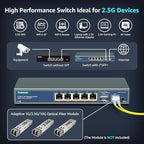7 Port 2.5G Unmanaged Ethernet Switch, 5 x 2.5G Base-T Ports, 2 x 10G SFP, Compatible with 100/1000/2500Mbps, VLAN, Fanless, Desktop/Wall Mount YuanLey 2.5Gbe Network Switch for Wireless AP, NAS, PC