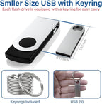 1GB USB Flash Drive 2 Pack with Keychains, Wooolken Sleek Metal USB 2.0 Thumb Drives Memory Stick for PC Laptop Computer