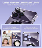 Magnetic for iPhone 12 Pro Case, Compatible with MagSafe, Built-in Camera Lens Protector, Logo View, Military Grade Drop Proof Phone Case Cover, Purple