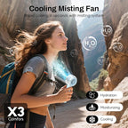 Misting Portable Handheld Fan, Powerful Turbo Motor, 6000mAh Rechargeable Battery, Personal Mini Fans with 4 Strong Wind, Cooling Gadgets for Travel, Camping, Beach, Outdoor, Gifts for Women Men-Pink