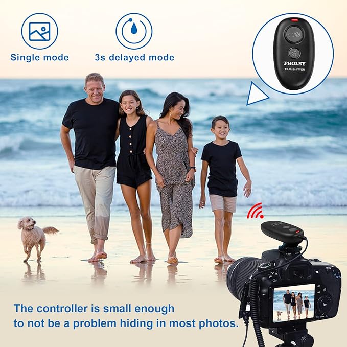 PHOLSY for Canon Remote Shutter Release C8 Compatible with Canon EOS R3, R5, 6D II, 1DX II, 1DX III, 1DS III, 1DS II, 1DC, 1D IV, 1D III, 5D II, 5D III, 5D IV, 5DS, 6D, 7D II, 50D, 40D, 30D, RS-80N3