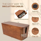Extra Large Cable Management Box - Cable Organizer Box and Power Strip Box for Electrical Cord Management - Desk Cord Hider and Floor Cable Management - Wire Storage and Organization for Cords