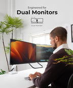 Dual Monitor Arm Desk Mount with Gas Spring & USB Charging, Fits 17–32” inches Screens up to 33 lbs, VESA 75x75/100x100, Crossbar Handle for Easy Adjustment, Black, Dual