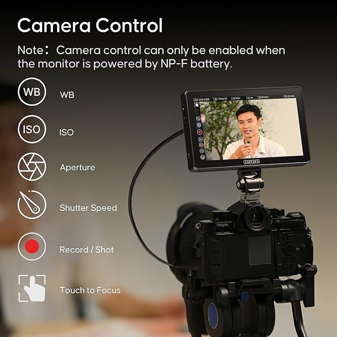 Osee G7 Pro 7 Inch Touchscreen Camera Monitor, 3000Nits HDR Field Monitor with Camera Control, Touch to Focus DSLR Monitor with 3G-SDI 4K HDMI in/Out, 3D-LUT New UI Flexible Power Supply