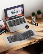 ProtoArc Ergonomic Foldable Keyboard, XK03 Split Folding Bluetooth Keyboard, Ultra Slim, Portable, for iPad, iPhone, Tablet, Laptop, PC - Gray