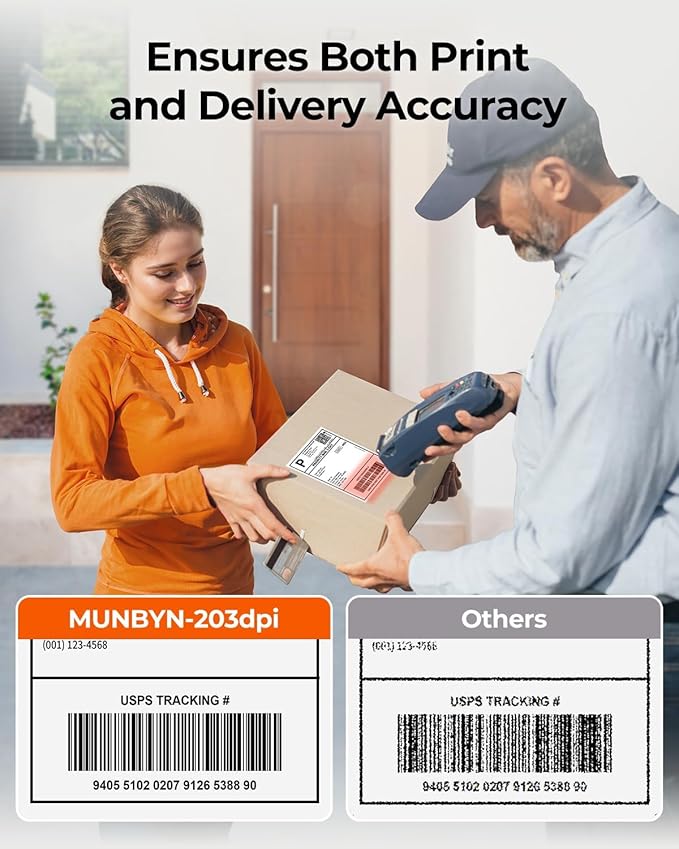 MUNBYN Bluetooth Thermal Label Printer, 130B Wireless 4x6 Shipping Label Printer for Shipping Packages Small Business Office or Home, Compatible with iPhone Android iPad Windows macOS Chrome Etsy eBay