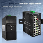 Industrial L2+ Managed 24 Port PoE Ethernet Switch with 4 SFP Slot, Gigabit Networking Switch with IPv4/IPv6 Management and DIP Switch, Supporting Din-Rail