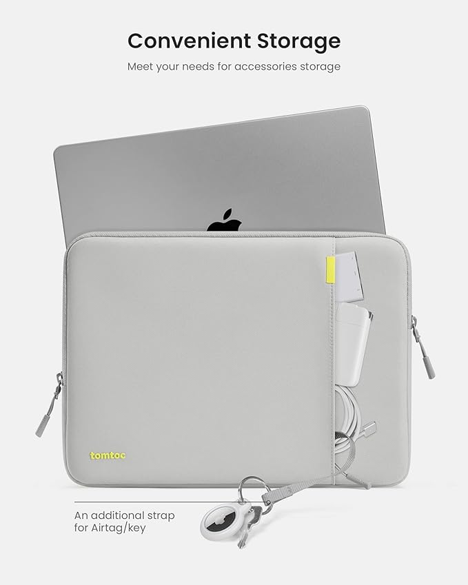tomtoc 360 Protective Laptop Sleeve Set for 13-inch MacBook Air M3/A3113 2024, M2/A2681 M1/A2337, 13 MacBook Pro M2/A2686 M1/A2338, Water-Resistant Shockproof MacBook Case Bag with Accessory Pouch