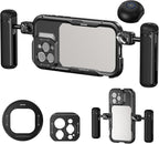 NEEWER 16 Pro Max Cage with Two Quick Release Side Handles, Phone Video Rig Kit with 67mm Filter Adapter, 17mm Lens Mount, T Mount Lens Adapter Compatible with iPhone 16 Pro Max (PA074+PA045E+PA045B)
