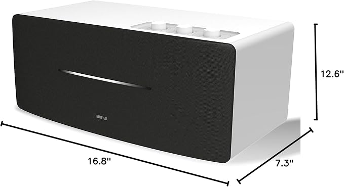 Edifier D12 Integrated Desktop Computer Speakers with Bluetooth 5.0, Wireless Stereo Tabletop Speaker 70 Watts RMS with Subwoofer Line Out, RCA, Aux Input for PC Monitor Laptop (White)