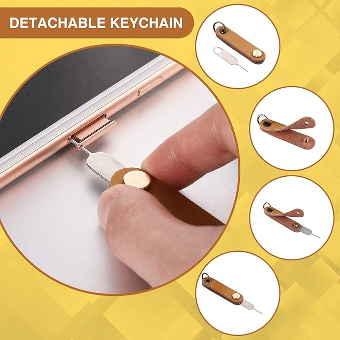 Weewooday 20 Pcs Sim Card Removal Tool Universal Sim Card Pin Card Tray Eject Pin Ejector Tool with 1 Detachable Keychain Charm for Smart Phones and Tablets
