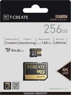 TEAMGROUP T-Create S.M.A.R.T A2 256GB Micro SDXC U3 V30 4K R/W Speed up to 160/150 MB/s High Speed Flash Memory Card for Creators, Compatible with GoPro, Insta360 TTCS256GIA2V3003