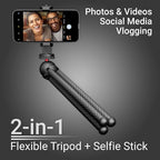 SquidGrip Flexible Cell Phone Tripod and Portable Action Camera Holder - Compatible with iPhone, GoPro, Android, Samsung, Google Pixel and All Mobile Phones Red