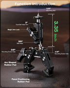 Super Clamp Camera Mount, 360° Dual Ballhead Magic Arm, 1/4"-20 & 3/8"-16 Threads, Super Clamp Kit for Phone/LED Lights/DSLR Camera/Gopro/Ronin-M/MOVI/Insta360/Tripod/Desk