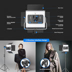 NEEWER 2 Packs 480 RGB Led Light with APP Control, Photography Video Lighting Kit with Stands and Bag, 480 SMD LEDs CRI95/3200K-5600K/Brightness 0-100%/0-360 Adjustable Colors/9 Applicable Scenes