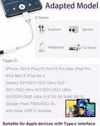 USB Type C to 3.5mm Female Headphone Jack Adapter 2 Pack, USB C to Aux Audio Dongle Cable Cord Compatible with iPhone 16 15 Series, S24/S23 Ultra, iPad Pro, MacBook, Pixel XL More Type-C Devices