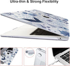 Compatible with 2018 2019 2020 2021 MacBook Air 13 inch Case M1 A2337 A2179 A1932, Clear Printed Pattern Hard Shell Case & Keyboard Cover for Mac Air 13 M1 Touch ID, Navy Blue Wild Flowers