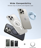 Magnetic Phone Grip, Removable Loop Grip with Soft Finger Strap, Silicone Phone Ring Holder for Back of Phone for iPhone 16/15/14/13/12 Pro Max/Plus, Blue