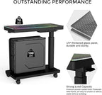 EUREKA ERGONOMIC Height Adjustable Computer Tower Stand, Illuminated Glass Panel PC Stand w/RGB Lights, 2-Tier CPU Holder Cart Under Desk, PC Floor Stand for Office Gaming, APP Control