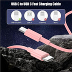3-Pack Pink [3.3FT+6.6FT+10FT] 60W USB C to USB C Cable, Type C Fast Charging Cable for iPhone 16 15 Pro Plus Pro Max，for Galaxy S24 S23, for iPad Pro/Air, for MacBook Pro/Air and More