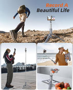 62" Phone Tripod & Selfie Stick, Tripod for iPhone with Remote, All-in-1 Cell Phone Stand, Portable, Extendable Stand for Selfies Video Recording Vlog, Compatible with iPhone Android (Grey)