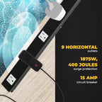 9 Outlets 3 Feet Power Cord 3 Feet Body Opentron OT3093 Heavy Duty Metal Surge Protector Power Strip with Mounting Parts - Free End Caps for Shipping Protection Only