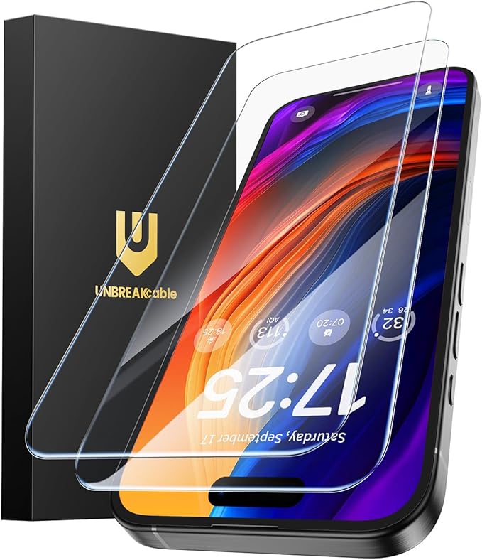 UNBREAKcable 2-Pack Screen Protector for iPhone 15 Pro, Double Shatterproof Tempered Glass [Easy Installation Frame] [9H Hardness] [99.99% HD Clear] [Case Friendly] for iPhone 6.1 inch