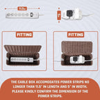 Cable Management Box, Handmade Rattan Cable Organizer, 2 Open Slots Cords Hider Box, Under Desk Cord Organizer for Computer Router USB Hub & Power Strip, Patent Pending, 13" x 5.1" x 5.1", Brown