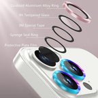 AGVEE 3+3 Camera Lens Protector for iPhone 15 Pro 6.1" / 15 Pro Max 6.7", Brushed Metal Ring 9H Tempered HD Glass Camera Protector Cover Film, Pink