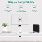 WALI Single Monitor Mount for 1 Computer Screen up to 32 inch, Fully Adjustable Monitor Arm Holds up to 22 lbs (M001S-W), White