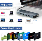 WAVLINK USB C Docking Station Dual Monitor, USB-C Hub Laptop Triple Display with 2 HDMI,DisplayPort, 100W PD Charging, Ethernet, 5 USB, SD/TF Read, Audio for MacBook Dell HP Lenovo Surface, Grey