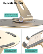 Ultra-Stable Swivel Laptop Stand for Desk，300% Larger Base Stability Military-Grade Aluminum Anti-Loosening Structure - Height Adjustable Laptop Stand Suitable for 10-17.3 inch，Golden