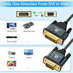 DVI to VGA Cable 3.3FT, Uni-Directional DVI-D to VGA Adapter Male to Male Gold-Plated Braided 1080P Full HD Cord for HDTV, PC,Laptop, Monitor, Projector